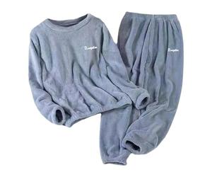 KBOPLEMQ Pyjama 2 pièces pour homme - En polaire - Long hiver - En flanelle - Confortable - Doux - Chaud - Col rond - Ensemble de 2 pièces