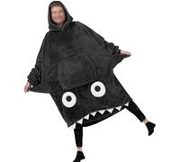 KBOPLEMQ Pyjama pour homme - Longue couverture surdimensionnée - Sweat à capuche en flanelle - Chaud - Pyjama à capuche - Pull à capuche - Unisexe - Moelleux - Une pièce, O Noir., taille unique