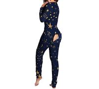 KBOPLEMQ Pyjama une pièce pour femme avec fermeture éclair et col rond Bodycon Bodysuit Strampler avec manches longues et ouverture pour les fesses Vêtement de nuit une pièce Body pour adultes avec