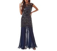 KBOPLEMQ Robe de bal années 1920 pour femme - Longue robe de soirée en paillettes et strass, robe de bal longue, robe de mariage, robe de soirée formelle, robe de sirène, robe de soirée Gatsby