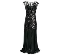 KBOPLEMQ Robe de bal des années 1920 pour femme - Longue robe de soirée à paillettes et strass - Robe de soirée Gatsby - Accessoire de fête - Longue robe de bal de mariage - Robe formelle, vert, L