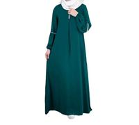 KBOPLEMQ Robe de prière pour femme à manches longues Abaya Paillettes Vêtements de prière pour femme Abaya Musulmane Manches longues Islamique Caftan Ramadan Robe de prière longue, O Vert., XL