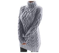 KBOPLEMQ Robe Femme Élégante Robe en Tricot Ajustée Robe Pull Moulante Couleur Unie Manches Longues Bodycon Mini Robe Robe Portefeuille Robe Pull Chaude Sexy Robe Décontractée Col Roulé Robe Pull