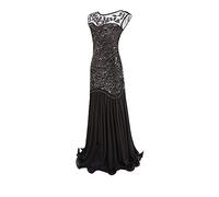 KBOPLEMQ Robe Gatsby pour Femmes - Robe Charleston de Soirée - Robe de Bal Style Années 1920 - Robe de Cocktail Rétro Style Flapper avec Paillettes, Longue, Années 1920, Robe de Cocktail Flapper, en