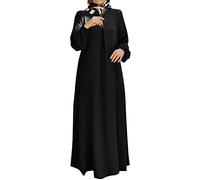 KBOPLEMQ Robe Jilbab musulmane pour femme - Couleur unie - Arabe - Khimar - Caftan - Moyen-Orient Dubaï Turquie - Robe de prière avec capuche hijab - Robe Abaya - Robe de prière pour femme, O Noir., M
