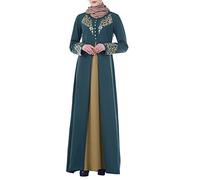 KBOPLEMQ Robe musulmane pour femme - Robe de prière - Couleur unie - Robe longue - Robe de prière pour femme - Robe islamique - Moyen-Orient Dubaï Turquie - Caftan - Robe maxi turque, O bleu., L