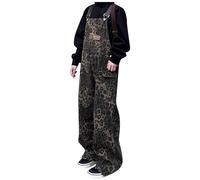 KBOPLEMQ Salopette léopard pour femme - Baggy Jeans - Combinaison décontractée - Pantalon stretch - Pantalon Y2K - Combinaison de sport - Combinaison d'été sexy - Pantalon moulant - Combinaison