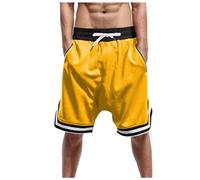 KBOPLEMQ Short de basket-ball pour homme - Short de sport court à rayures - Pantalon de jogging unisexe - Pantalon d'été avec poches - Taille élastique et short respirant pour le fitness, la gym, le