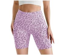 KBOPLEMQ Short de yoga avec motif léopard pour femme - Legging court taille haute en coton - Pantalon d'été - Short de sport court pour femme - Short de gym - Pantalon de fitness - Sans coutures -