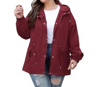 KBOPLEMQ Veste de pluie imperméable pour femme - Veste de randonnée à capuche - Veste de transition - Couleur unie - Trench léger - Baggy Windbreak - Poncho de pluie - Grande taille - Vêtement