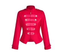 KBOPLEMQ Veste en tricot gothique pour femme - Costume de cirque directrice de cirque - Veste blazer Ringmaster - Uniforme d'Halloween - Carnaval - Manches longues - Col rabattu - Double boutonnage -