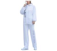 KBOPLEMQ Veste et pantalon de pluie imperméables pour hommes/femmes - Manteau de pluie léger + pantalon de pluie - Manteau coupe-vent - Respirant - Vêtement de pluie pour vélo, O blanc., XL