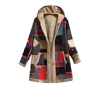 KBOPLEMQ Veste pour femme - Style bohème multicolore - Manteau d'hiver chaud - Longue - Multicolore - Hippie - Imprimé floral - Veste de transition vintage - Veste d'hiver - Parka à capuche - Veste