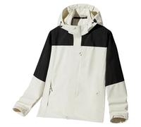 KBOPLEMQ Veste softshell légère pour femme - Imperméable - Veste d'extérieur baggy avec capuche amovible - Veste fonctionnelle - Coupe-vent - Pour la randonnée, le vélo, la pêche, les loisirs, O blanc