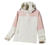 KBOPLEMQ Veste softshell légère pour femme - Imperméable - Veste d'extérieur baggy avec capuche amovible - Veste fonctionnelle - Coupe-vent - Pour la randonnée, le vélo, la pêche, les loisirs, O Rose