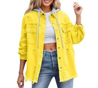 KBOPLEMQ Vestes en jean pour femme - Manches longues - Avec déchirures tendance - Couleur unie - Décontractée - Basique - Vintage - Veste mi-saison - Couleur unie - Streetwear - Veste softshell, O