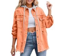 KBOPLEMQ Vestes en jean pour femme - Manches longues - Avec déchirures tendance - Couleur unie - Décontractée - Basique - Vintage - Veste mi-saison - Couleur unie - Streetwear - Veste softshell, O