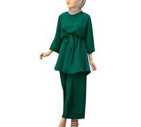 KBOPLEMQ Vêtements de prière musulmane pour femme - Haut à manches longues + pantalon long 2 pièces - Corban Ramadan - Tenue du Ramadan Abaya - Tenue du Ramadan - Moyen-Orient - Vêtements islamiques,