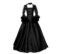 KBOPLEMQ Vêtements médiévaux pour femme Court Rococo Baroque Marie Antoinette Robe de bal Robe de soirée Cosplay Rétro Princesse Reine Robe de fête Robe de bal Renaissance Jupe plissée Maxi
