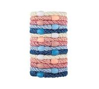 KBRPEY 15 Pièces Élastiques À Cheveux Pour Femmes Et Filles En Coton Tissé Doux Idéal Pour Cheveux Épais Et Bouclés En Rose Et Bleu