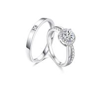 KBRPEY 2 Bagues de Couple Ajustable Fiançailles Mariage Cadeaux St Valentin Alliance Couple Bague Homme et Femme de Promesse
