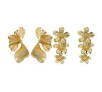 KBRPEY 2 Paires Boucles d'Oreilles Femme Statement Boucle d'Oreille Fleur et Feuilles Légères Bijoux Mode pour Quotidien Fête et Mariage (Or)