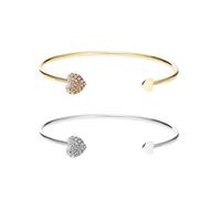KBRPEY 2 PCS Bracelet Femme Coeur avec Zircon Cubique Boho Bracelets Classique Hypoallergénique Bijoux Réglable pour Femmes Filles