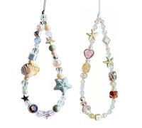 KBRPEY 2 Pcs Lanière de Téléphone en Perles Breloques Mignonnes Pour Téléphone Portable Bracelet de Poignet pour Appareil Photo Y2K Bijoux de Telephone Décoration d'Appareil Photo (Set 1)