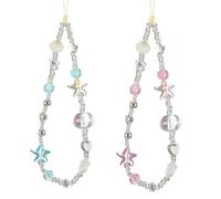 KBRPEY 2 Pcs Lanière de Téléphone en Perles Breloques Mignonnes Pour Téléphone Portable Bracelet de Poignet pour Appareil Photo Y2K Bijoux de Telephone Décoration d'Appareil Photo (Set 2)