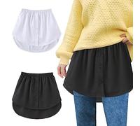 KBRPEY 2 PièCes Chemise Extender Réglable Mini Jupe Femmes Extensible pour Chemise Jupes Extensibles à l'ourlet Shirt à Ourlet Faux Rallonge D'ourlet Mini Skirts (Noir + Blanc S)