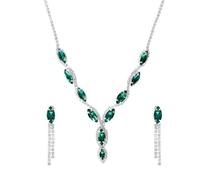 KBRPEY 2 Pièces Parure Bijoux Marquise Cristal Brillant Collier Boucles D'oreilles Strass Élégant Ensemble Accessoires Mariage Cérémonie