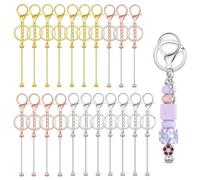 KBRPEY 21 Pièces Porte Clef Kit de Coloré Fabrication Barre à Faire Soi Même Métalliques Perler DIY Porte Clés Accessoires pour Bijoux Pendants Breloques