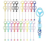KBRPEY 21 Pièces Porte Clef Kit de Coloré Fabrication Barre à Faire Soi Même Métalliques Perler DIY Porte Clés Accessoires pour Bijoux Pendants Breloques
