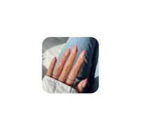 KBRPEY 24 Pièces Faux Ongles Court Style Français Facile à Mettre et à Enlever Brillant Confortable et Respirant Colle Faux Ongles Convient à Toutes les Occasions Léger Féminin