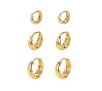 KBRPEY 3 Paires Boucles d'Oreilles Ensembles Femme Lot Boucles d'Oreilles Epaisses Créoles Plaqué Acier Inoxydable Hypoallergénique pour Plusieurs Piercings et Trous d'oreille