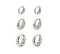 KBRPEY 3 Paires Boucles d'Oreilles Ensembles Femme Lot Boucles d'Oreilles Epaisses Créoles Plaqué Acier Inoxydable Hypoallergénique pour Plusieurs Piercings et Trous d'oreille