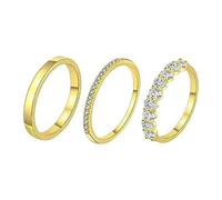 KBRPEY 3 Pièces Ensemble Bagues Empilables avec Zircone Cubique Étincelant Plaqué Or 14k Alliance Minimaliste Bijoux pour Femme (9)
