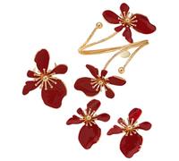 KBRPEY 3 Pièces Ensemble Bijoux Femme Fleurs Collier Boucles D'Oreilles et Bague Acier Inoxydable Élégante Bijoux pour Fête Hawaïenne Soirées Tenues Quotidiennes