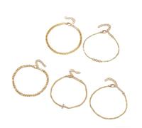 KBRPEY 5 Pièces Bracelets Ensemble en Croix Empilable Bracelet Or Argent Plaqué Cubains à Chaîne Bracelets Réglable Chrétiens Bijoux Cadeau pour Femmes Filles