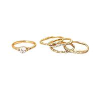 KBRPEY 5 Pièces Ensemble Bagues Empilables Zircon Cubique Plaqué Or 14k Anneaux Minimalistes Brillants Bijoux Femme (8)