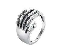 KBRPEY Bague Acier Inoxydable Bagues à Main Tête de Mort Gothique Vintage Squelette Main Doigt Bague Main Knuckle Anneau Punk Effrayant Anneaux Bijoux pour Femmes Halloween Party Cosplay