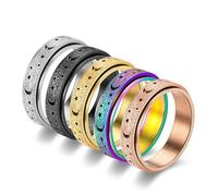 KBRPEY Bague Femme Rotative Étoile et Lune Bague Anxiété Anti Stress Bijoux Acier Titane Set 5 Pièces Anneau Rotatif Apaisant pour Femmes Hommes