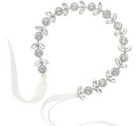 KBRPEY Bandeau Cheveux Floral Cristal Brillant Ornement Coiffure Mariage Cérémonie Ruban Ajustable Élégant