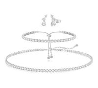 KBRPEY Bijoux Femme Ensemble Éclatant Parure Bijoux Femme Élégante Collier Bracelet et Boucles d'Oreilles Accessoire Idéal pour Toutes les Occasions