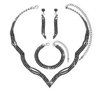 KBRPEY Bijoux Femme Ensemble Élégant et Brillant Parures Pour Femme Collier Boucles d'Oreilles et Bracelet Idéal Pour Soirées et Occasions Spéciales