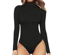 KBRPEY Body à Manches Longues pour Femme Col Haut Bodysuit Stretch Élégante Slim Fit Noir Jumpsuit Top Casual Confortable Shapewear Hiver