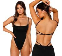 KBRPEY Body Femme sans Manche Bodysuit Bretelles Fines Élégant Bodys Moulant Sculptant Confortable Top Basique Polyvalent pour Tenue Quotidienne Et Soirée