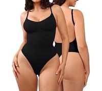 KBRPEY Body Gainant Design du Dos Nu Femme Body Sculptant Femme avec Soutien Gorge Sans Compression Bodysuit Gaine Ventre Plat Shapewear String Gainante (Noir L)