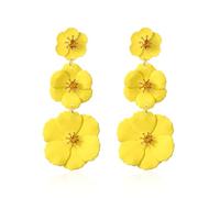 KBRPEY Boucles D'oreilles Camélia Cascade Fleurs Superposées Pendantes Bijoux Femme Élégants Cristaux Décoration Printemps Été