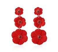 KBRPEY Boucles D'oreilles Camélia Cascade Fleurs Superposées Pendantes Bijoux Femme Élégants Cristaux Décoration Printemps Été